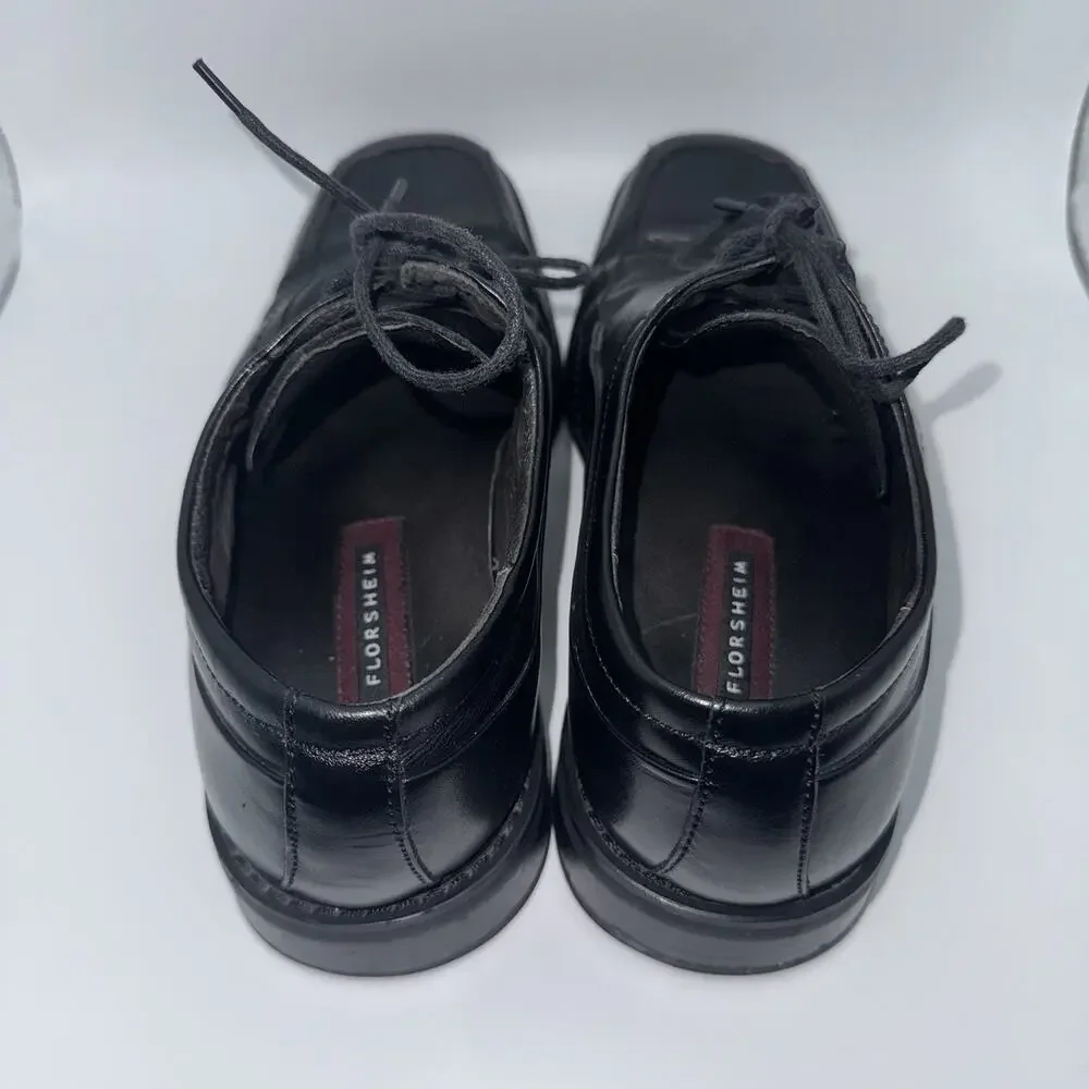 Florsheim Black Leather Oxford Dress Shoes Mens Size 8 Square Toe Lace Up